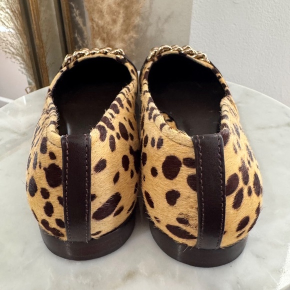 Tory Burch Hana Leopard-print Calf Hair Leather Cheetah Flats Loafers Size 8 - Picture 5 of 11